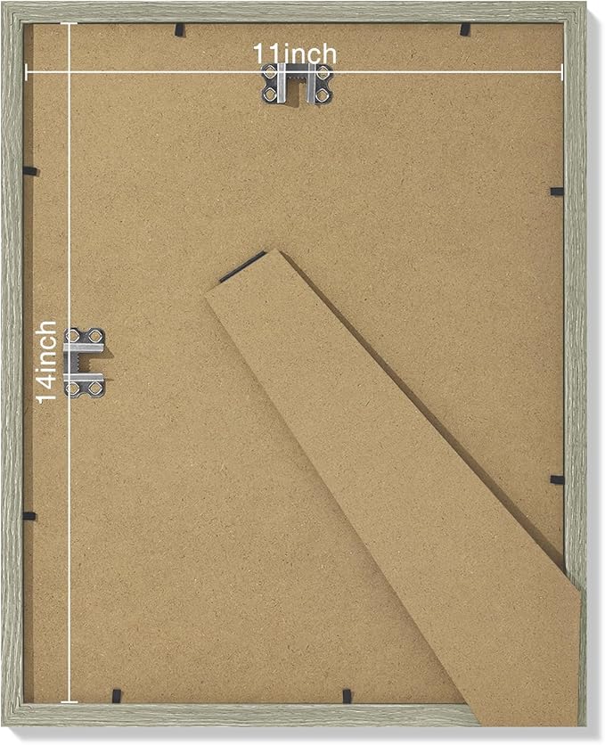 Vittanly 11x14 Picture Frames Set of 9, Shatter Resistant Plexiglass, Display 8x10 Pictures with Mat or 11x14 without Mat, Photo Frames for Wall or Tabletop, Engineered Wood, Driftwood