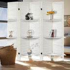 Room Divider with Shelves, Privacy Screen, Room Dividers and Folding Privacy Screens, 5 Panel Wood Temporary Wall Partition Separation Separator, White