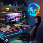 Eufrozy Halloween Neon Sign for Boys Room, Cool Skull Led Signs Kids Bedroom Decor, 6 Dimmable USB Powered Led Lights for Teenage Gamer Wall Decor Man Cave Gifts Blue Skeleton Decorations