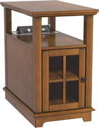 HIFYOBRO End Table with Flip Top Charging Station, Adjustable Shelf, Type-C & USB Port & Power outlets, Wooden Nightstand, Side Table with Storage for Living Room and Bedroom