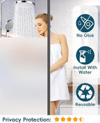 Frosted Glass Window Film Decorative with Reference Cutting Line, Bathroom Window Privacy Film for Glass Windows Cover, Static Cling, Removable, Reusable, Anti-UV, Anti-Glare, 35.4" x 78.7"