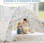 Twin Bed Tent for Kids, Twin Size Bed Canopy with Star Lights, Privacy Space Blackout Sleeping Tents, Indoor Breathable Portable Toddler Bed Tent for Boys and Girls, Dinosaur