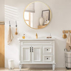 BEAUTYPEAK 18 Inch Round Mirror, Metal Frame Circle Mirror, Wall Mounted for Entryway, Bathroom, Vanity, Living Room, Gold