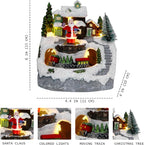 Christmas Decorations Village House Resin Collectible Building Figurines Revolving Train Musical Snow Globe 8 Music for Vintage Christmas Decor (Santa)