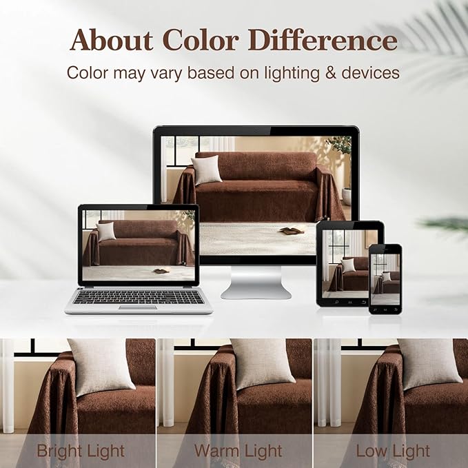 Couch Cover for Dogs Sectional Sofa Covers Washable for 2 Cushion Couch, Chenille Couch Cover Blanket Sectional Sofa Slipcovers, Multi-Use Furniture Protector for Kids, Pets, 71" X118", Coffee