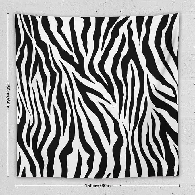 HZOHNAGO Zebra Print Tapestry Nature Wild Animals Black and White Stripe Printed Wall Tapestry Painting Wall Hanging for Bedroom Living Room Dorm 60" W x 60" H