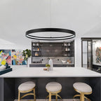 Modern Led Chandeliers Black, Dimmable Contemporary LED Chandeliers 1 Ring, Hanging Led Modern Pendant Light Fixture for Living Room Kitchen lsland Dining Room Foyer Office Entryway 6000k