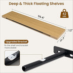 Fun Memories 40 Inch Deep Floating Shelves for Wall, 2 Pack of Wall Mounted Wood Shelves with Invisible Brackets for Bathroom, Bedroom, Kitchen Decor and Storage, Oak