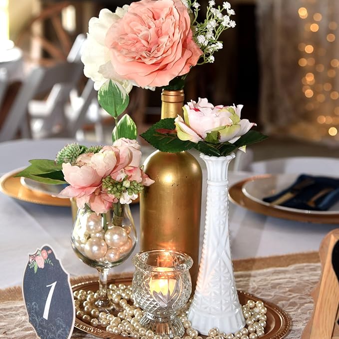 200 PCS Champagne Vase Fillers, Pearls Bead for Centerpieces Vases, 10/14/20 MM No Hole Beads, Fake Pearls for Wedding Birthday Anniversary Theme Party Table Centerpieces Decor