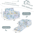 Welnow 2-in-1 Kids Sofa Chair, Glow in The Dark Convertible Toddler Chair Flip Out Children Sofa Folding Kids Play Sofa with Side Pockets & Removable Cover Armrest Chair for Girl or Boy