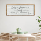 ZZJJHYWGQ Bless The Food Before Us Wall Decor Kitchen Christian Blessing Sign 32"×12" Christian Grateful Family Quote Farmhouse Dining Room Large Catholic Wooden Frame Wall Hanging Art (Wood)