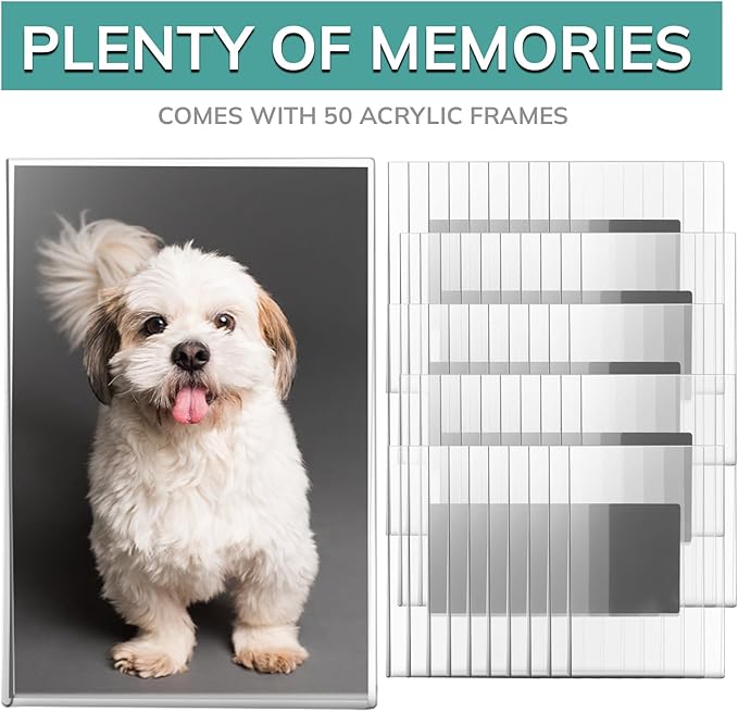 pbf 4x6 Magnetic Picture Frames for Refrigerator | 4 x 6 Clear Magnetic Acrylic Frames | Magnetic Photo Holders for Fridge, Locker, Photo Board, Art Display, Sign Holder (50-Pack)