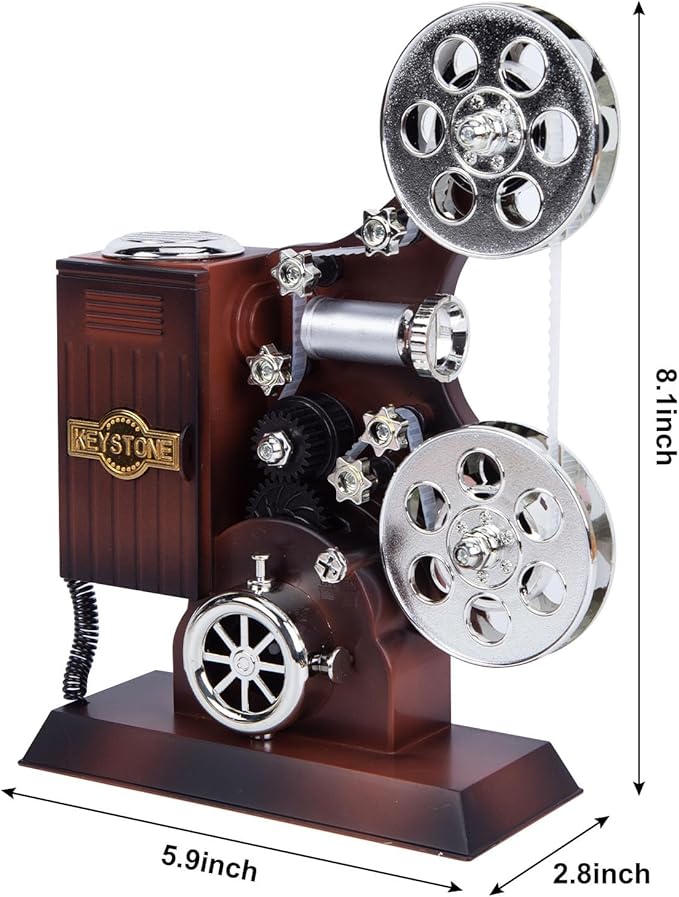 POPgifts Movie Projector Music Box, Mini Antique Vintage Craft Music Box Plays Tune for Elise Movie Theater Hollywood Theme Party Decoration for Cinema Time Bridal Shower Birthday Party Favor Supplies
