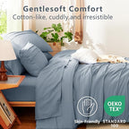 CozyLux California King Comforter Set Grayish Blue, 7 Pieces Pinch Pleat Bed in a Bag Cal King Comforter Set with Sheets, Bed Set with Down Alternative Comforter, Sheets, Pillowcases & Shams