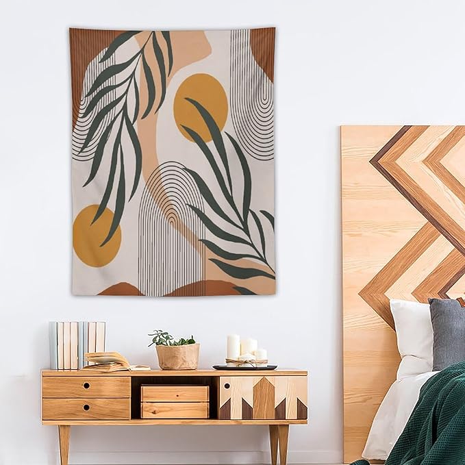 ICMOLYYENLO Boho Plant Aesthetic Tapestry, Abstract Medieval Arch Sun Home Aesthetic Wall Hanging For Bedroom Living Room Dormitory Tapestry 60x80 Inches