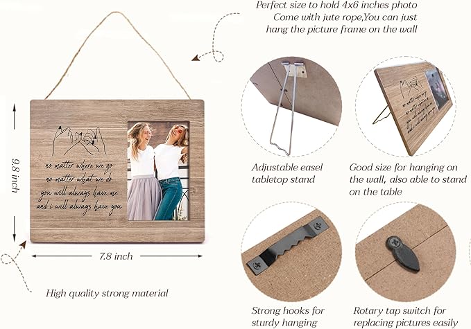 Orchroma Friends Picture Frame,Long Distance Friends Gifts,Soul Sister Photo Frame,Friendship Gifts for Women,8x10 Inch (TAN)