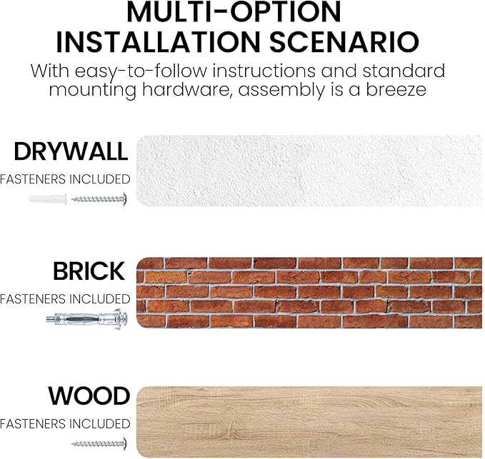 Floating Shelves for Wall, 48"x9.3" Rustic Solid Live-Edge Elm Wood Wall Shelves, Heavy-Duty Floating Shelves with Invisible Brackets for Living Room, Bedroom, and Kitchen, Natural Finish