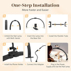 Yokilly Half Moon Light for Nail Desk: 29" Foldable Half Moon Nail Desk Lamp with Phone Holder for Beginner - Arch Tech Light with 3 Color Modes & 10 Brightness for Manicure Salon (Black, Large)