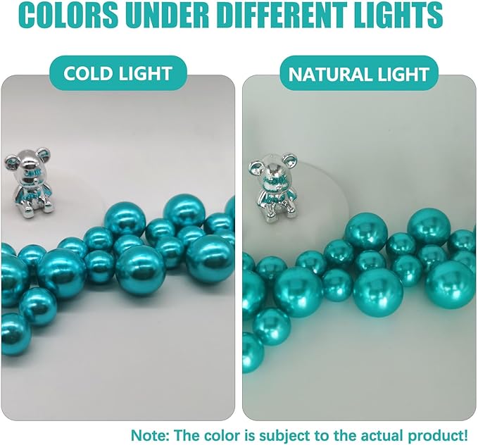 Lake Green Vase Filler | 150PCS Pearls Bead for Centerpieces Vases | 8/14/20 mm No Hole Beads, Fake Pearls for Wedding Birthday Theme Party Table Centerpieces Decor