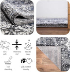 Keen Home Design Area Rugs - Non-Shedding, Thick Pile Abstract Rugs for Kitchen, Living Room, Bedroom, Dining Room, Entryway (Medallion Grey/Blue/Cream, 5'3'' x 7'7'')