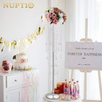 NUPTIO Silver Vases for Centerpieces Wedding - 10 Pcs 39.4in Tall Vase for Tables - Flower Stand Chandelier for Weddings