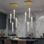 4-Light Pendant Lights Kitchen Island Mini Chandelier,Modern Gold Pendant Light with Remote Control,Teardrop Hanging Light Fixture for Dining Room Hallway