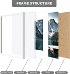 16x20 Frames Set of 3 - Display 11x14 Photo with Mat or 16 x 20 Poster without Mat, Wall Mounting Horizontal and Vertical, White