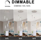 5-Light Pendant Lights for Kitchen Island, Kitchen Pendant Lighting Over Island,Integrated Modern Pendant Light with Crystal 40W,6000k Dimmable…