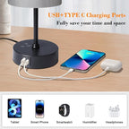 Ascher RGB Table Lamp Color Changing - 3 Color Temperatures and Stepless Dimmable Small Bedside Lamp for Bedroom, Touch Control Nightstand Light with Grey Shade for Reading Home Decor Lights