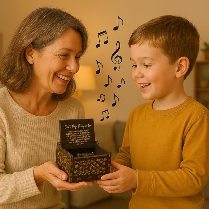 Can't Help Falling in Love Wooden Music Box for Women, Men, Girlfriend, Boyfriend, Wife, Husband – Romantic Couple Gift for Birthday or Valentine’s Day