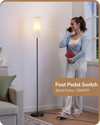 EDISHINE Floor Lamps for Living Room, 63.7in Minimalist Standing Lamp with 9W LED Bulb, 3 Color Temperature, Modern Corner Lamp for Bedroom, Nursery, Office, Foot Pedal Switch, Black