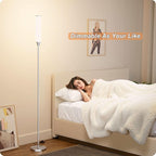 Floor Lamp with Remote Control,Floor Lamps for Living Room/Bedroom/Office, Stepless Adjustable 3000K-6000K Colors and 10-100% Brightness,Standing Light with Foot Switch (Nickel+Beige Linen)