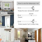 Curtain Rods for Windows 16 to 120 Inches Adjustable Length 1 Inch Diameter Window Curtain Rod with Aluminium End Cap, Silver Gray