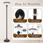 Luvkczc Torchiere Floor Lamp for Living Room - 70" Victorian Floor Lamp with with Etched Glass Shade, Vintage Standing Corner Tall Reading Light for Bedroom Office