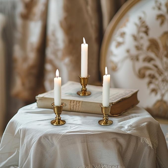 Sziqiqi Taper Candle Holders Vintage: Gold Candlestick Holder Bulk Victorian Decor Candle Holder Table Centerpieces for Wedding 12 Pcs