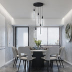 Modern Light Fixture Kitchen Island Pendant Light Dimmable LED Black Pendant Lights Mini Crystal Pendant Lighting for Bedroom Dining Room Living Room（5-Light ）