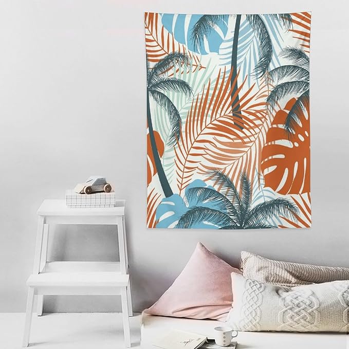 ICMOLYYENLO Palm Leaf Tapestry Wall Hanging, Tropical Leaves Plant Jungle Green Hawaiian Art Home Decor for Guest Bedroom Living Room Dormitory 40x60 Inch