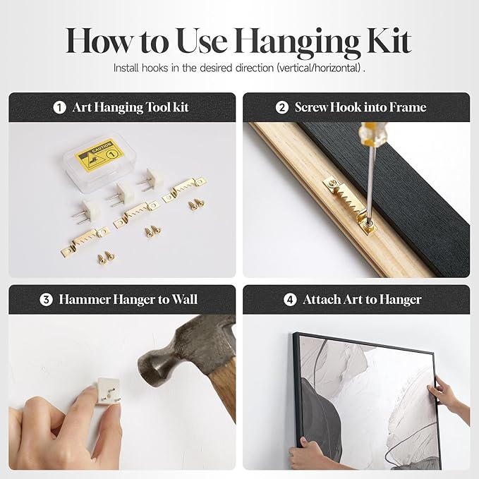 Framed Black and White Abstract Canvas Wall Art, Large Modern Art Prints Paintings Artwork for Walls, Minimalist Gray Pictures for Living Room Bedroom Dining Room Office Bathroom Wall Decor 24x36 In