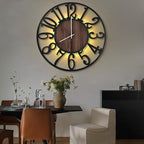 LEIKE Large LED Wall Clocks,Silent,Non Ticking,Battery Operated Rustic Round Modern Big Wood Wall Clock for Living Room, Bedroom,Kitchen,Farmhouse,Office,Home Decor -32" Black,LED,Arabic Number