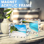Aheroi Acrylic Picture Frames, 3 Pack 4x6 Clear Scalloped Photo Frame Freestanding Magnetic Double Sided Picture Frames, Transparent Thickened Frameless Acrylic Desktop Frame, No Instal