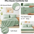 CozyLux Full Size Comforter Sets Sage Green - 7 Pieces Bed in a Bag Full, Luxury Soft Bed Set for All Seasons, Bedding Set with Down Alternative Comforter, Sheets, Pillowcases & Shams