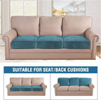 H.VERSAILTEX Velvet Stretch Couch Cushion Cover Plush Cushion Slipcover for Chair Loveseat Sofa Cushion Furniture Protector Seat Cushion Sofa Cover (3 Piece XL Sofa Cushion Covers, Peacock Blue)