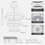 O'NEELDY Modern LED Chandeliers Adjustable Hanging White Pendant Light Fixture 3 Ring Flush Mount Chandeliers for Bedroom,Kitchen,Island Cafe