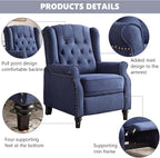 CANMOV Push Back Recliner Chair,Accent Chair, Mid Century Wingback Recliner, Fabric Push Back Recliner Chair Single Armchair Sofa with Rivet Decoration, Button-Tufted Back for Living Room,Dark Blue