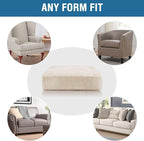 H.VERSAILTEX Velvet Stretch Couch Cushion Cover Plush Cushion Slipcover for Chair Loveseat Sofa Cushion Furniture Protector Seat Cushion Sofa Cover (3 Piece XL Sofa Cushion Covers, Ivory)