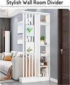 Wall Room Divider, Storage Cabinet Storage Display with Shelves, Modern Freestanding Wood Room Divider Screen, Wall Privacy Screens for Home Decorative (White,35.4" L x 9.5" W x 79.5" H)