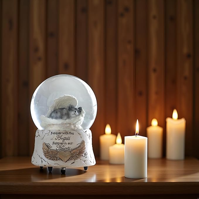 Angel Cat Music Snow Globe Pet Memorial Gifts, Cat Pass Away GIF, Sympathy Gift for Loss of Pet, Cat Lover Gift idea