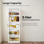 Storage Cabinet/Pantry cabinets, Soft White Finish, 71" Tall Wood Cupboard with 2 Door and 3 Adjustable Shelves for Kitchen, Dining Room, Living Room, Bathroom (Style 1)