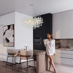 Branch Chandeliers Lights,8-Light Modern Crystal Chandelier Raindrop Luxury Chandelier Light Fixture for Dining Room Living Room,Kitchen Island D23.6in Farmhouse Chandelier