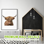 Highland Cow Wall Window Stickers Decor Scottish Cow Wall Decals Peel and Stick Funny Cow Wall Stickers Removable Cool Cow Farmhouse Kitchen Decoration Weird Gifts for Fiends Christmas
